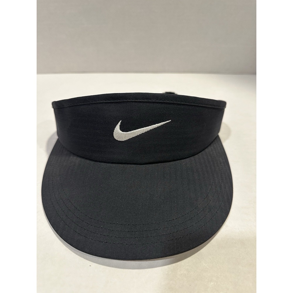 Nike Golf Dri Fit Just Do It Black Golf Visor White Swoosh Adjustable